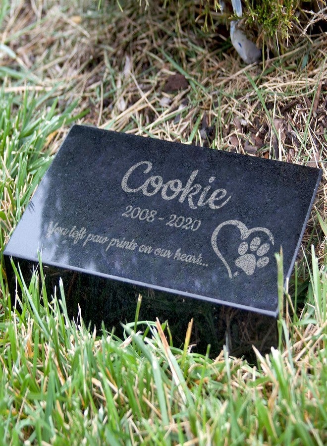 PlaqueMaker Black Granite Memorial Headstone for Lost Loved Ones, Dogs, Cats, and Family Pets. " Great for Your Garden, Tree Dedication, or in a Cemetery. Includes your personal text and photo (8 x 4 x 1") - Image 3